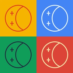 Pop art line Eclipse of the sun icon isolated on color background. Total sonar eclipse. Vector