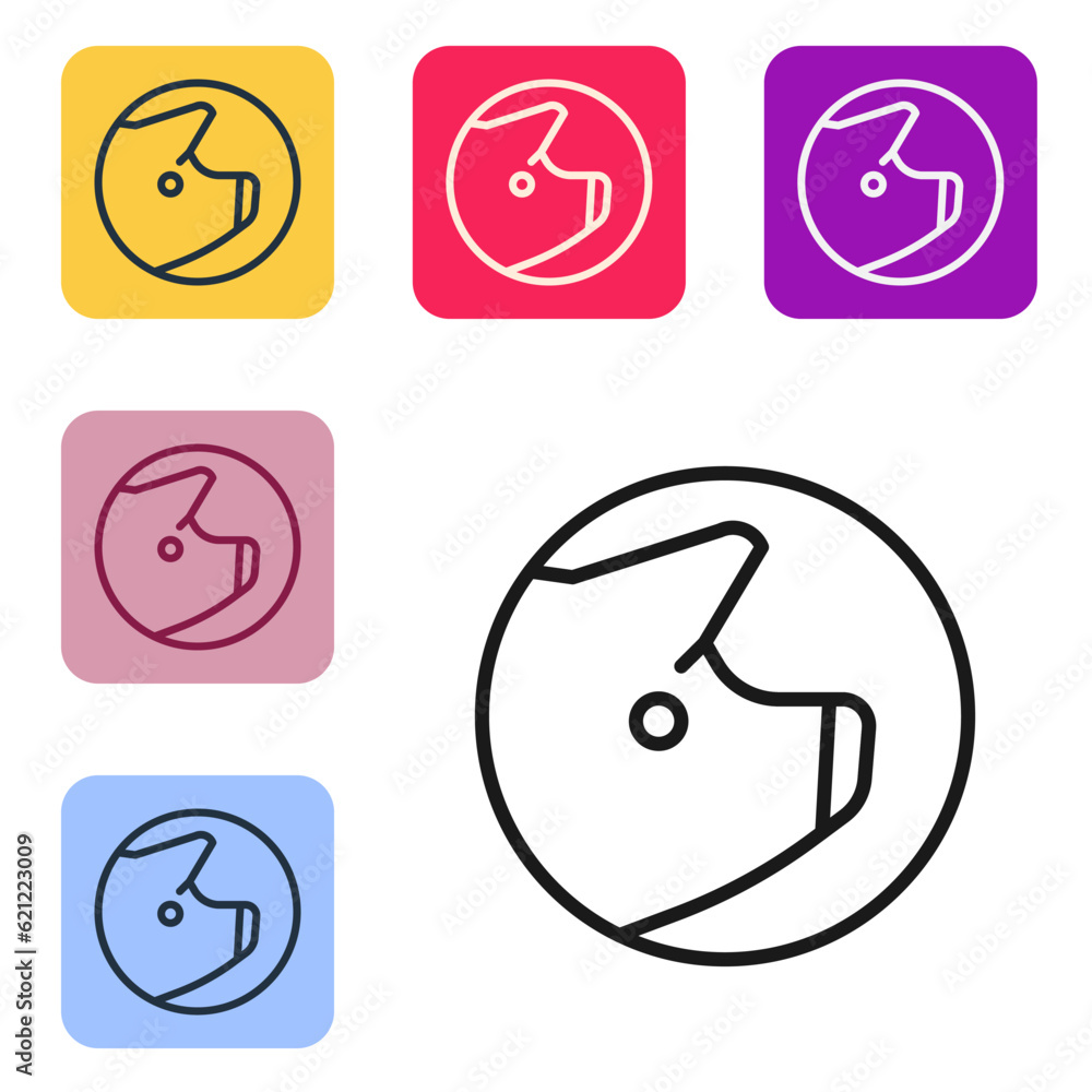 Poster black line pig icon isolated on white background. animal symbol. set icons in color square buttons. 