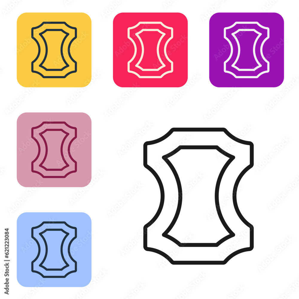 Poster black line leather icon isolated on white background. set icons in color square buttons. vector