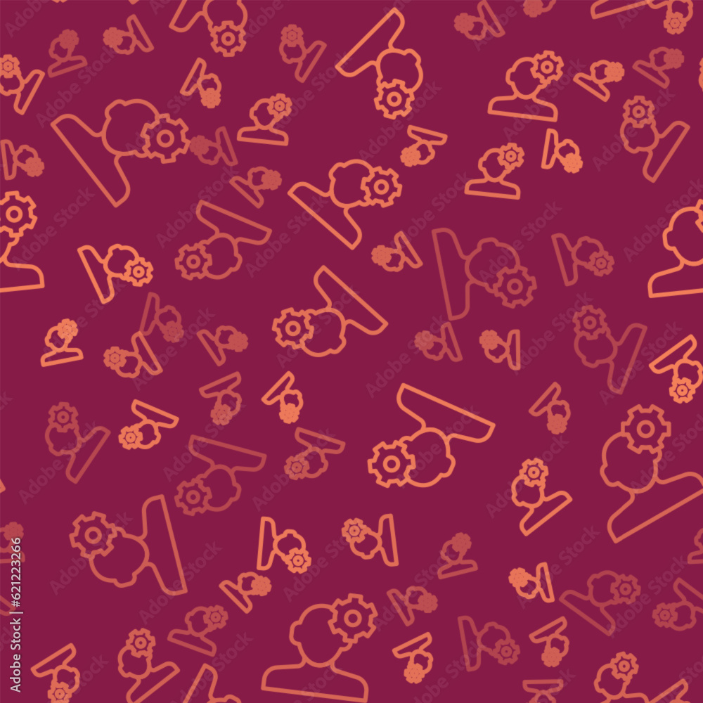 Aufkleber brown line solution to the problem in psychology icon isolated seamless pattern on red background. t