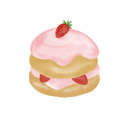 Pancakes with strawberry's cartoon 