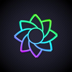 Glowing neon line Flower icon isolated on black background. Sweet natural food. Vector