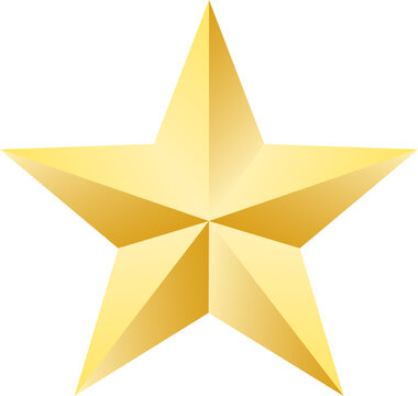 gold star isolated on white, 3d metal star isolated