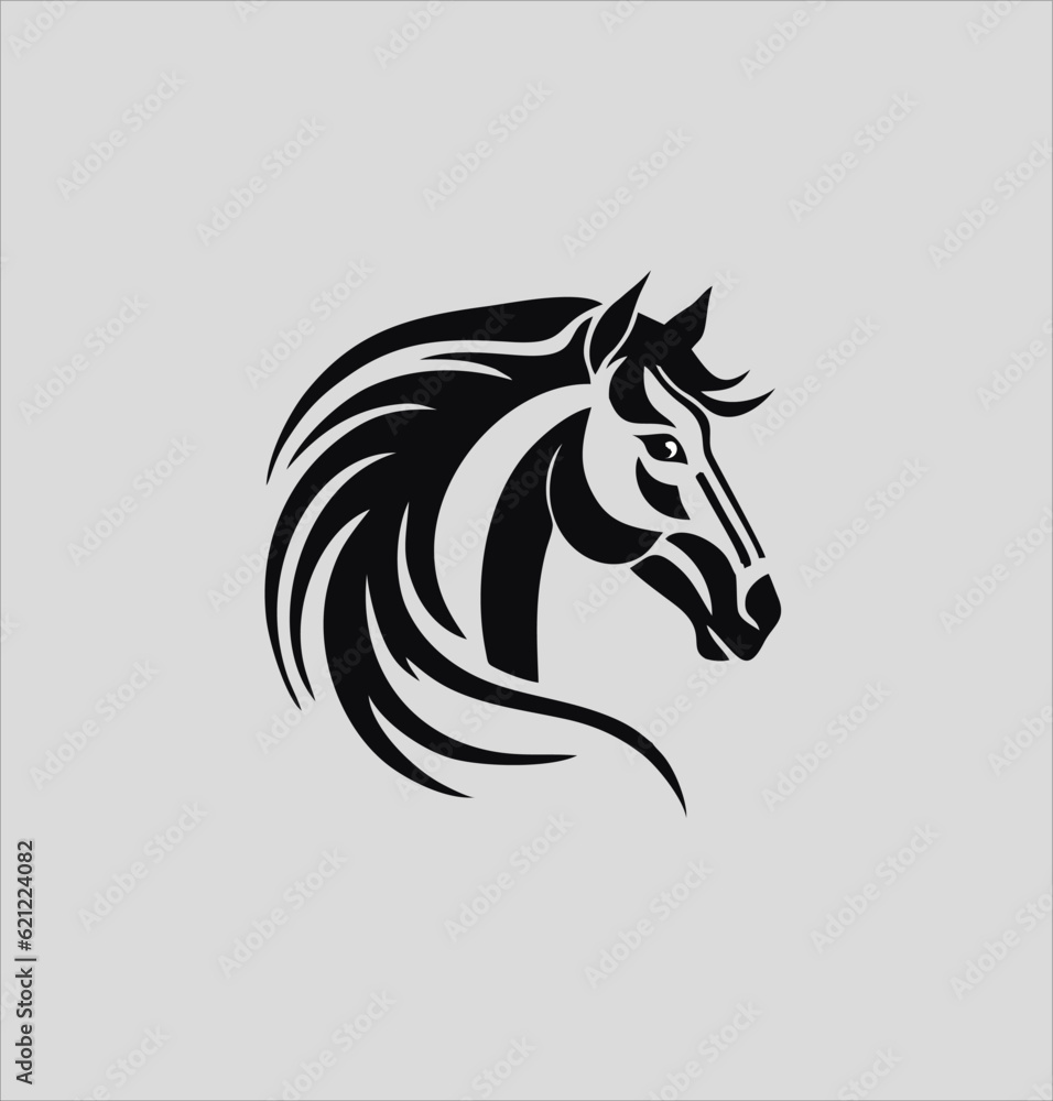 Wall mural horse head vector silhouette, horse head logo illustration design