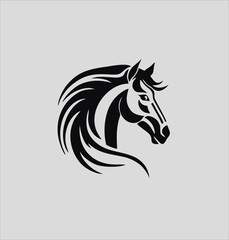 Horse head vector silhouette, horse head logo illustration design