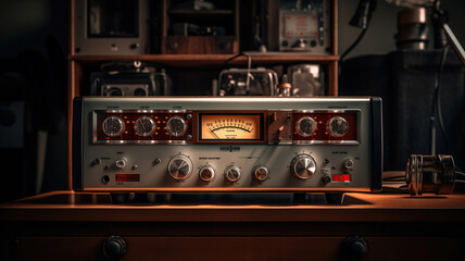 Fototapeta premium Immersing in the World of Vintage Audio Equipment. Generative Ai