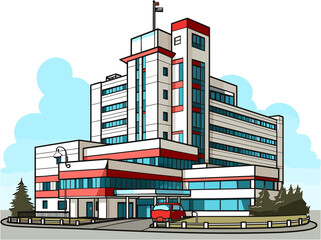 Hospital building illustration clipart 