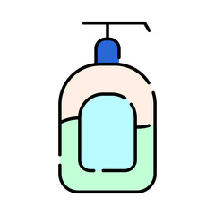 Body Shower Liquid Soap pump dispenser Colorful Outline Icon Design