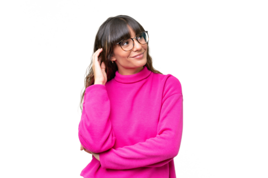 Young caucasian woman over isolated background thinking an idea