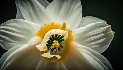 white daffodil flower on black background ai 