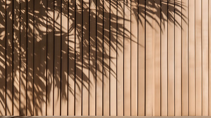 Soft and beautiful foliage dappled sunlight of tropical bamboo tree leaf shadow on brown wooden...