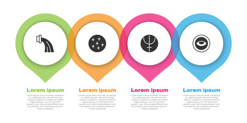 Set Aquarius zodiac, Full moon, Neptune planet and Medallion with eye. Business infographic template. Vector