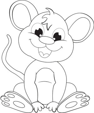 cartoon cute mouse sit white background