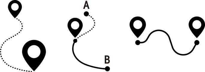 地図上の位置とルートを示すポインターのアイコン © DragonTiger8