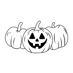 pumpkin halloween cartoon vector vintage black and white