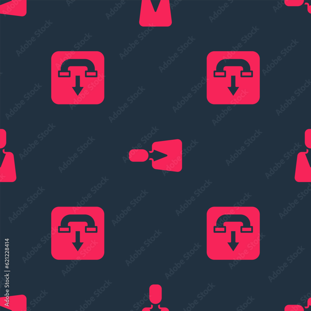 Poster set outgoing call phone and employee on seamless pattern. vector