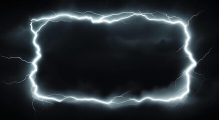 A frame in the form of lightning on a dark background, electric discharge, storm and thunderstorm, the element of nature