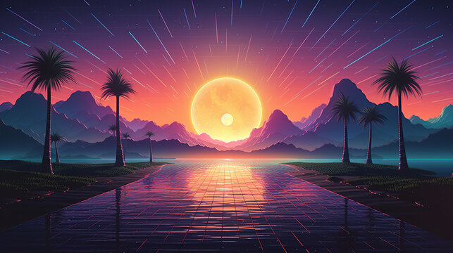 Fototapeta Retro 80s background Wallpaper