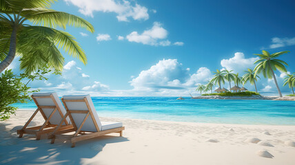 Basking in Sun-kissed Serenity on a Dreamy Island Escape. Generative Ai