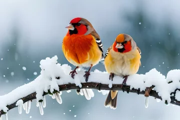 Fototapeten two birds in winter © SAJAWAL JUTT