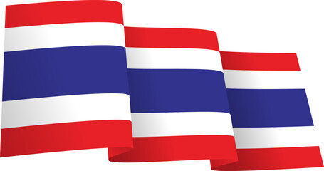Thai Flag Ribbon waving isolated, Thailand