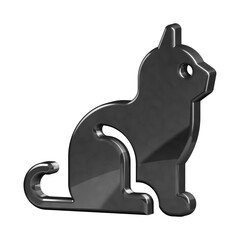 This is a beautifully designed 3D cat icon with a beautiful metallic texture.