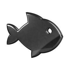 This is a beautifully designed 3D fish icon with a beautiful metallic texture.