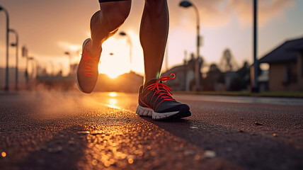A Man's Refreshing Morning Run in the Serene Autumn Environment, Promoting a Healthy Lifestyle. Generative Ai