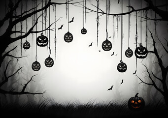 black and white happy Halloween background