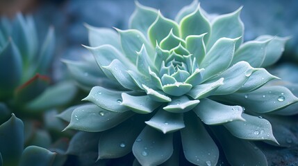 Close-up of succulent echeveria. Macro photography of nature Generative AI