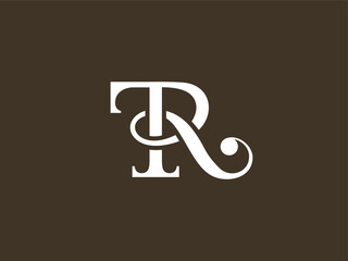 Letter TR serif font typography logo with classic modern style for signature symbol, personal brand, wedding monogram, etc. - obrazy, fototapety, plakaty