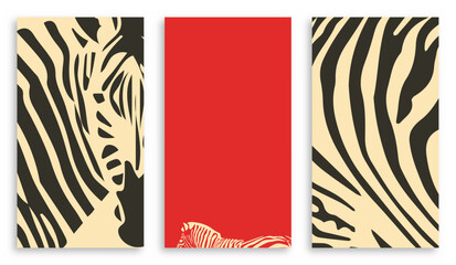 Safari - Animal Print vector illustrations. Pattern. Abstract poster- Zebra. Red and black zebra poster. Can be used in print, banner, poster and design