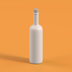 Monochrome Bottle on Orange Background, 3d Rendering