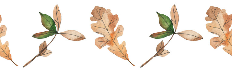 Autumn maple leaves, orange fall leaf, thanksgiving design elements in orange red and yellow autumn colors, seasonal set of clip art or watercolor design elements for border or background