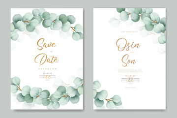 Elegant eucalyptus wedding invitation card set

