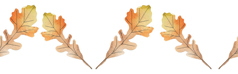 Autumn maple leaves, orange fall leaf, thanksgiving design elements in orange red and yellow autumn colors, seasonal set of clip art or watercolor design elements for border or background