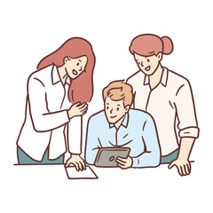 Fototapeta premium Teamwork Business in Hand drawn style