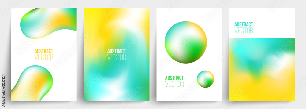 Fototapete blurred colors. liquid and round shapes. set of abstract backgrounds with vibrant color gradients fo