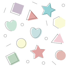 Cute colorful doodle decoration for kids' room or nursery, colorful shapes icon set.