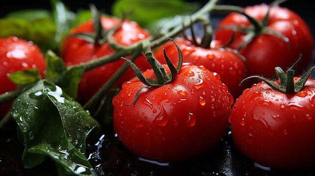 cherry tomatoes on a vine  HD 8K wallpaper Stock Photographic Image