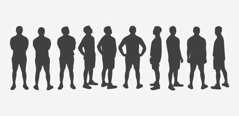 Expressive Silhouettes of Men, Captivating Shadows of Masculinity in Vector Art