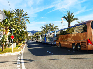 Bus stop like the Promenade des Anglais gallery in Nice, Cote d'Azur French Riviera	
