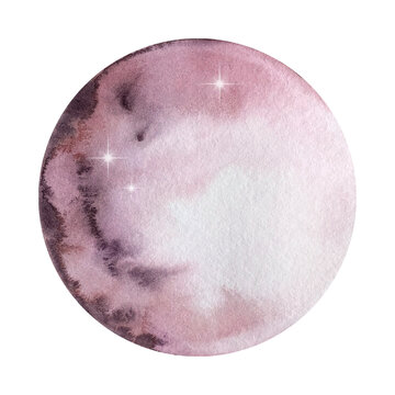Watercolor light lilac moon