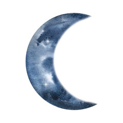 Watercolor dark blue crescent moon © SvetaArt