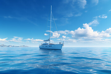 Naklejka premium Generative AI a yacht floating in the ocean