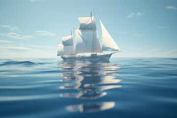 Fototapeta na wymiar Generative AI a yacht floating in the ocean
