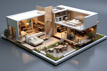 Generative AI a model of a modern house in ziphouse style