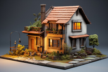 Generative AI a model of a modern house in ziphouse style