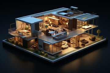 Generative AI a model of a modern house in ziphouse style