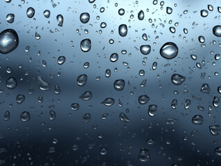 natural large water drops on glass closeup background photo